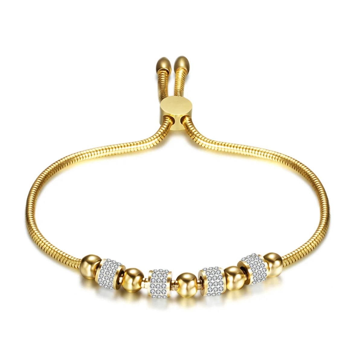 JD Diamond Studded Charm Bead Chain Bracelet