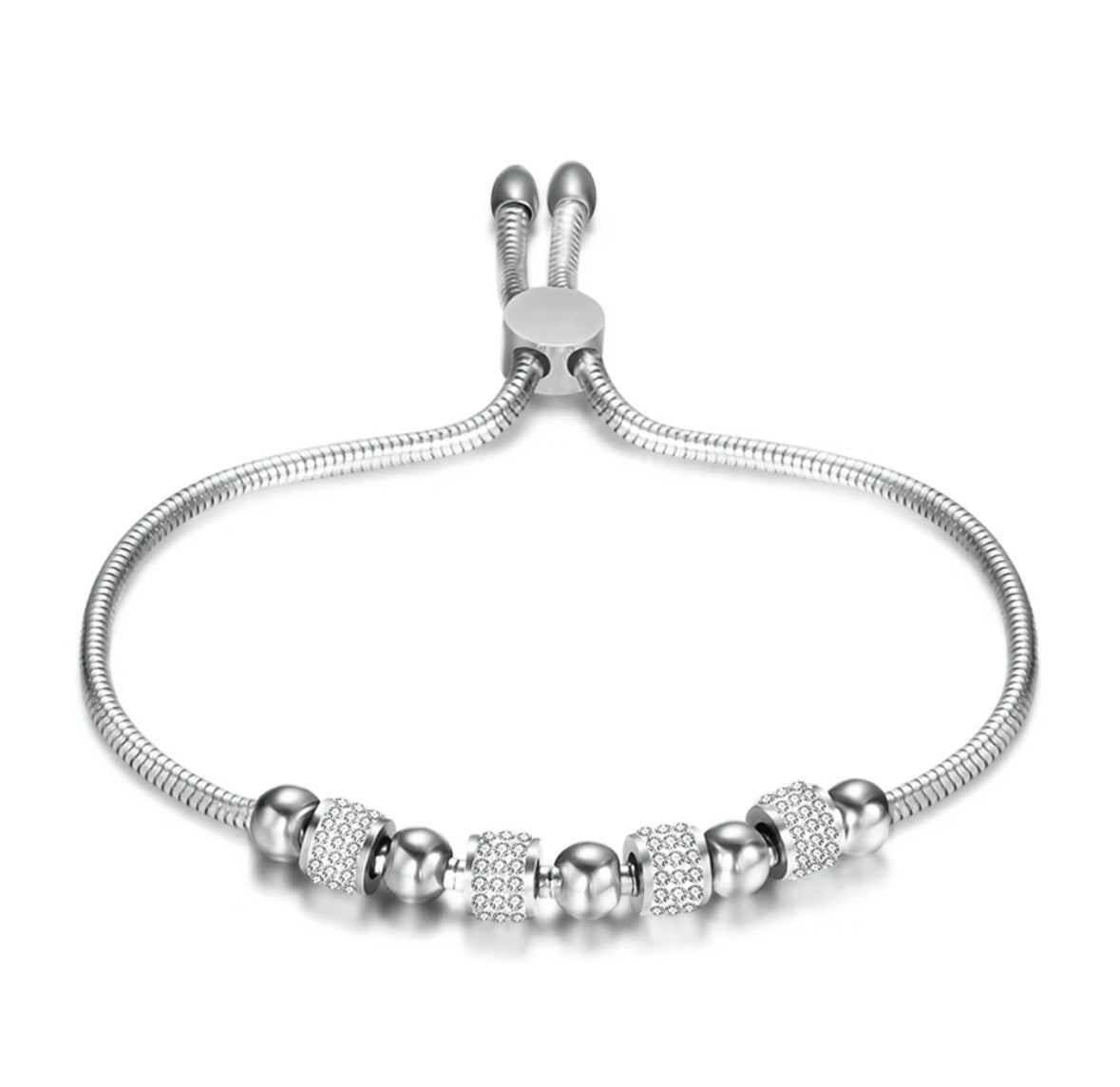 JD Diamond Studded Charm Bead Chain Bracelet