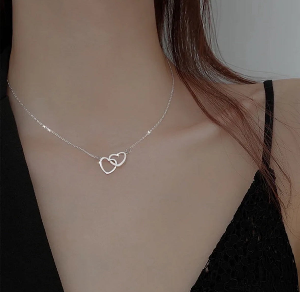 JD Double Love Interlocking Heart Pendant