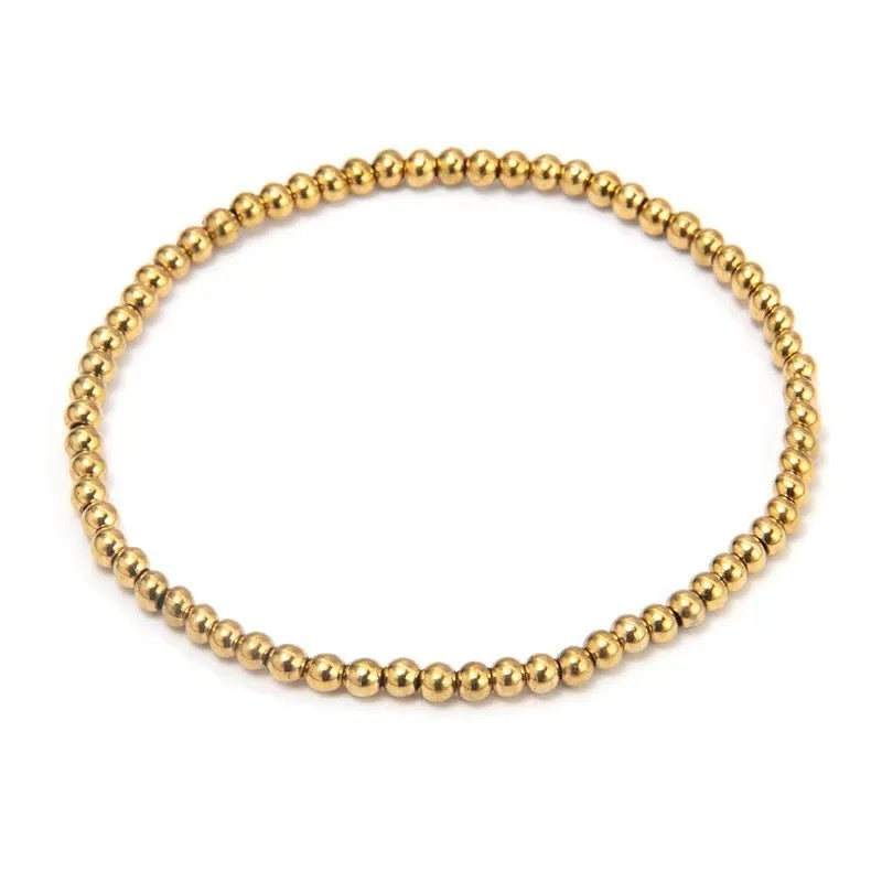JD 18k Gold Plated Beaded Bracelet - 4MM