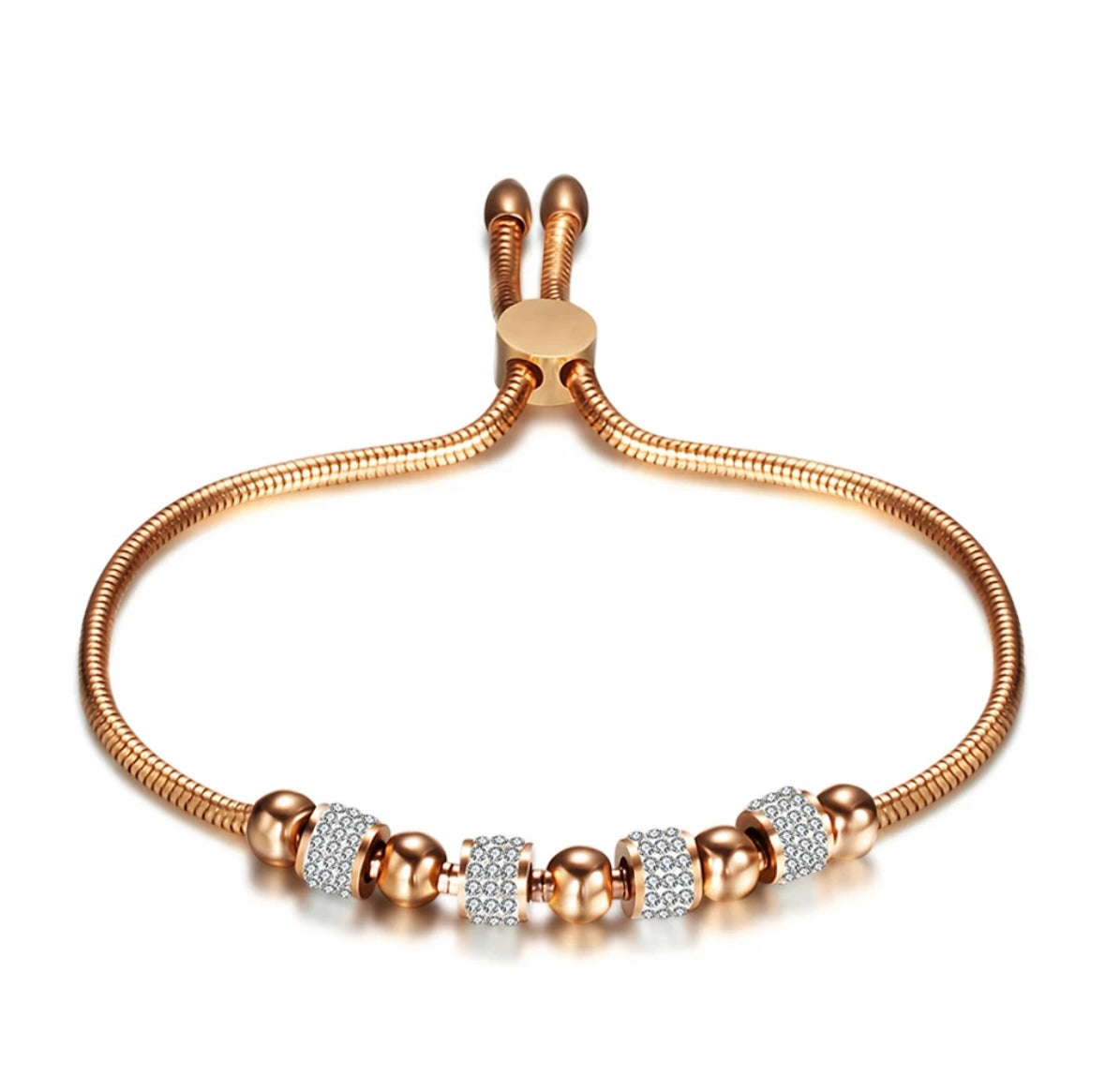 JD Diamond Studded Charm Bead Chain Bracelet