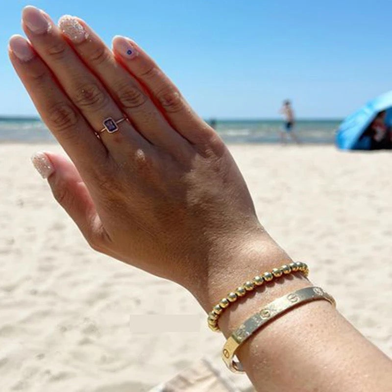 JD 18k Gold Plated Beaded Bracelet - 6MM