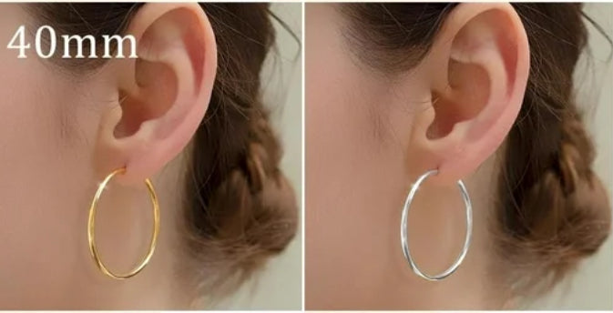 JD Stainless Steel Hoop Earrings (40cm) - SILVER