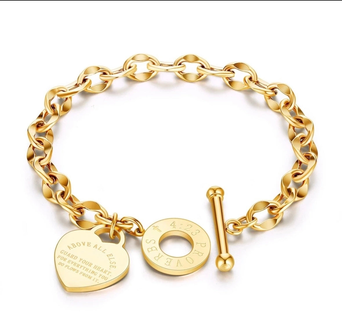 JD "Above All Else" Heart Toggle Bracelet - GOLD
