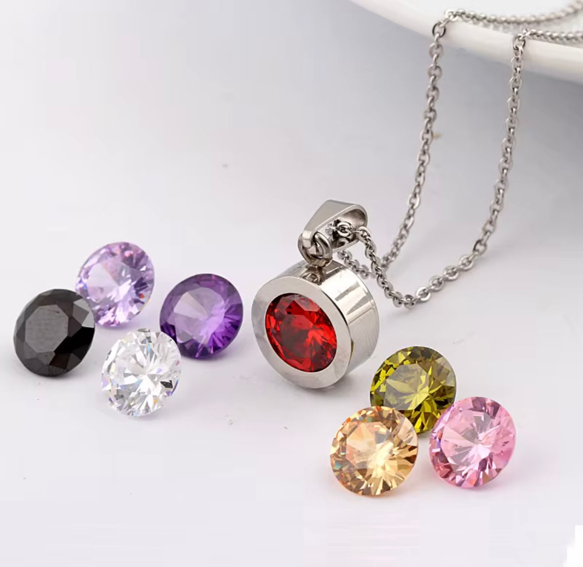 JD 8 Stone Colored Crystal Necklace
