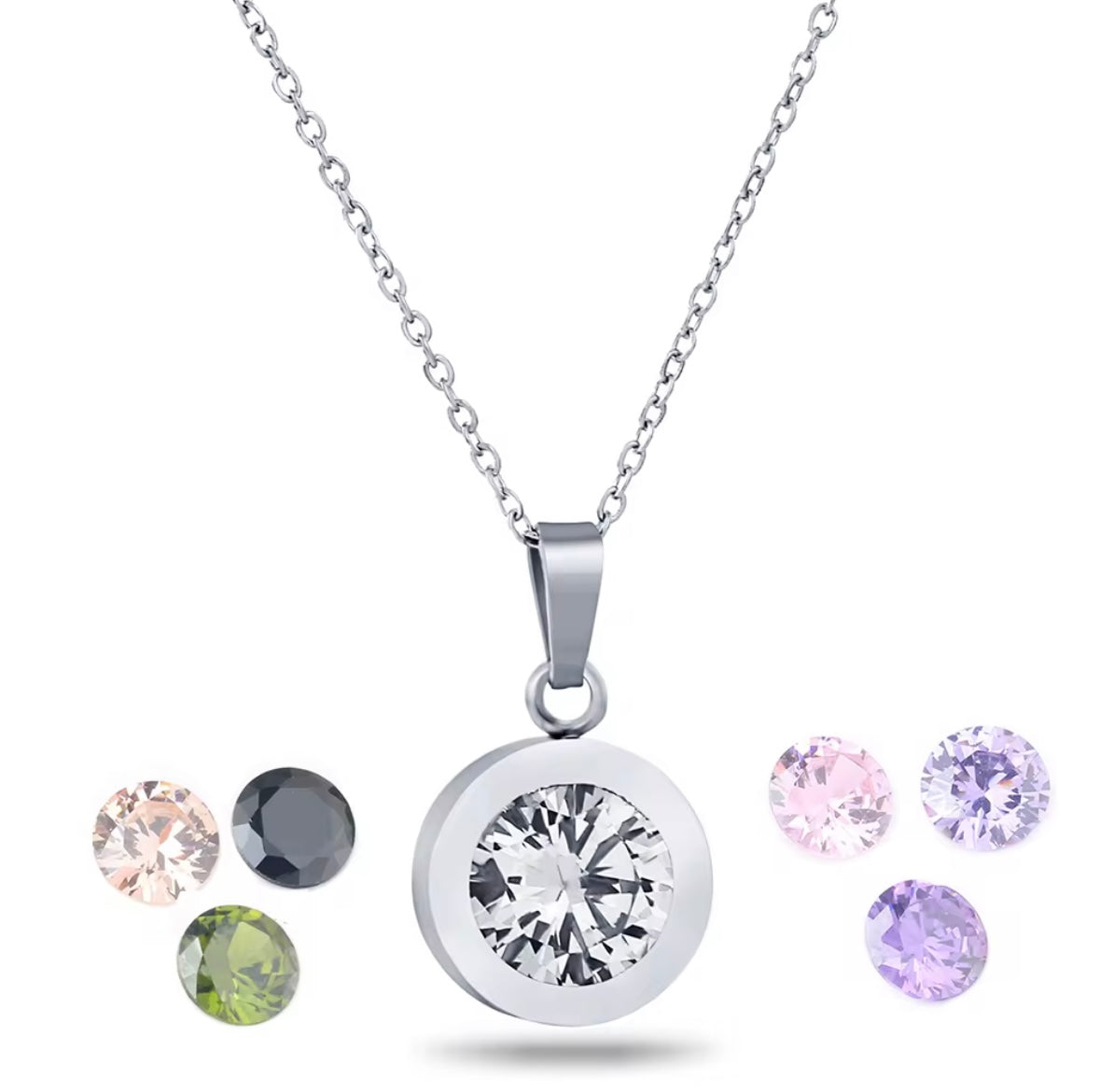 JD 8 Stone Colored Crystal Necklace