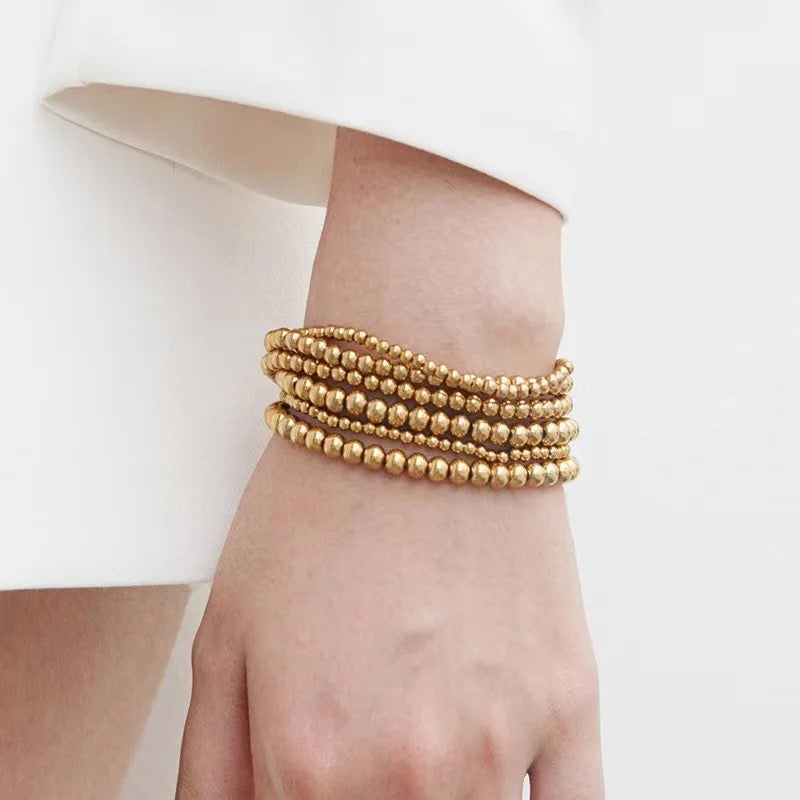 JD 18k Gold Plated Beaded Bracelet - 4MM