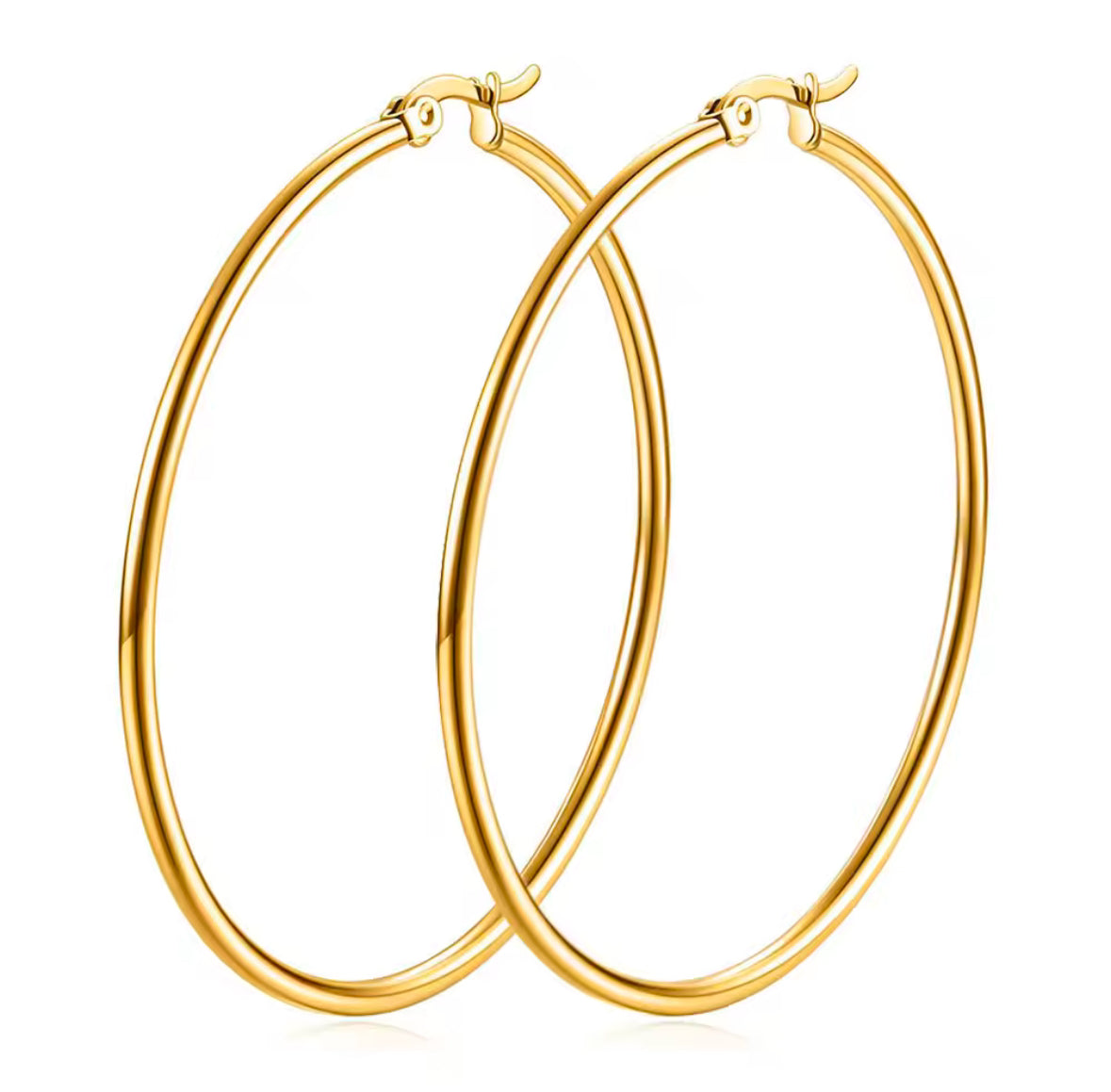 JD Stainless Steel Hoop Earrings (40cm) - GOLD