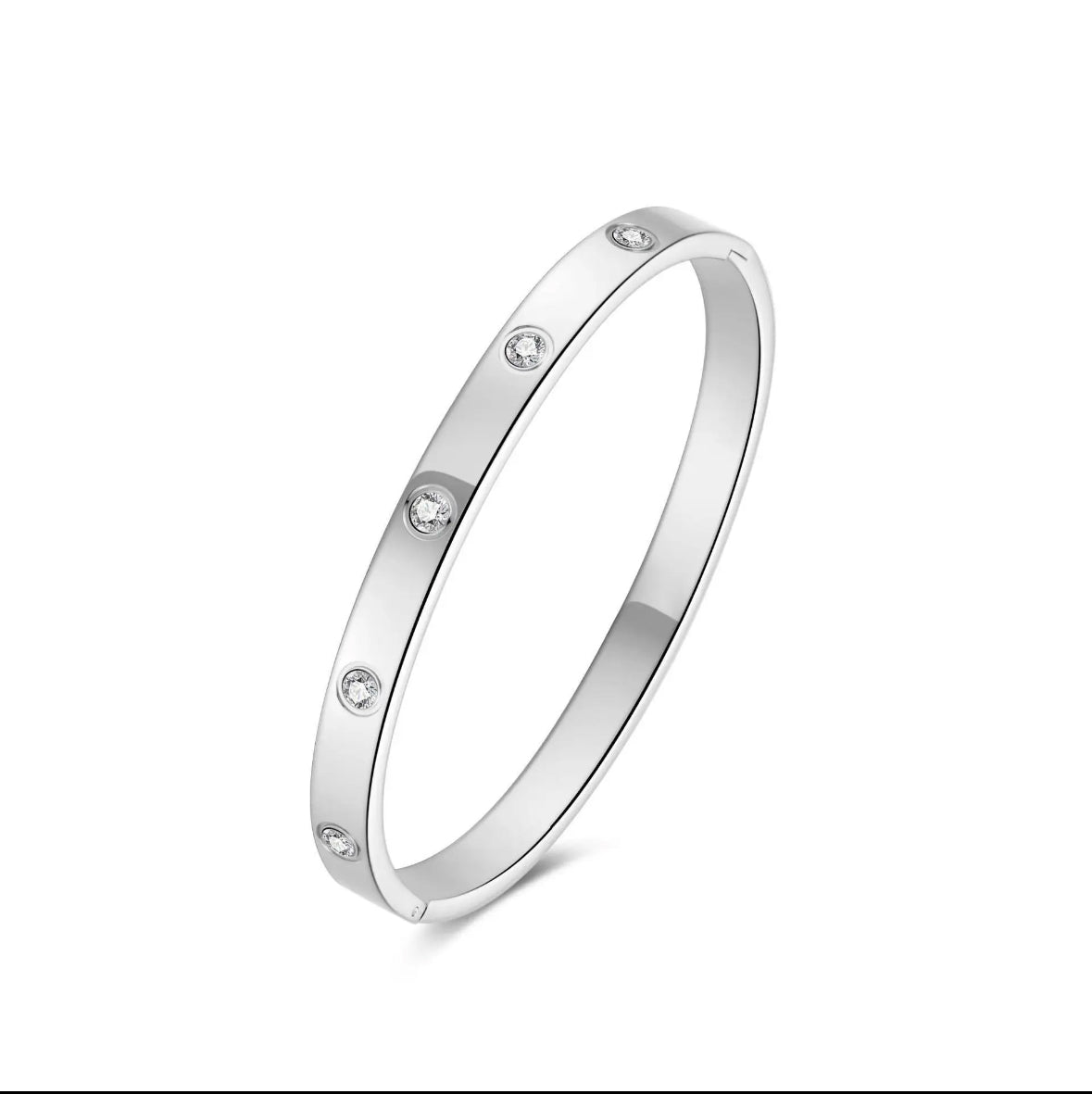 JD Solid Love Bangle with Cubic Zircons