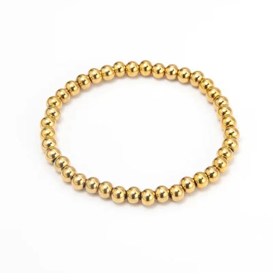 JD 18k Gold Plated Beaded Bracelet - 6MM