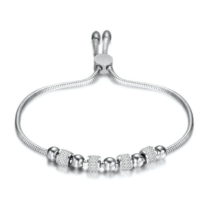 JD Diamond Studded Charm Bead Chain Bracelet