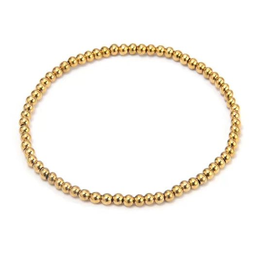 JD 18k Gold Plated Beaded Bracelet - 4MM