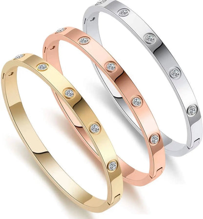 JD Solid Love Bangle with Cubic Zircons