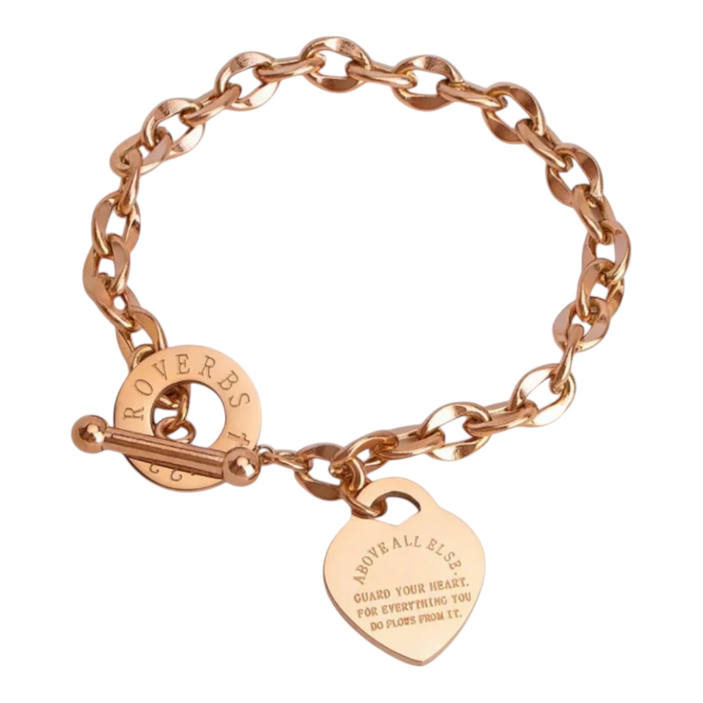 JD "Above All Else" Heart Toggle Bracelet - ROSE GOLD