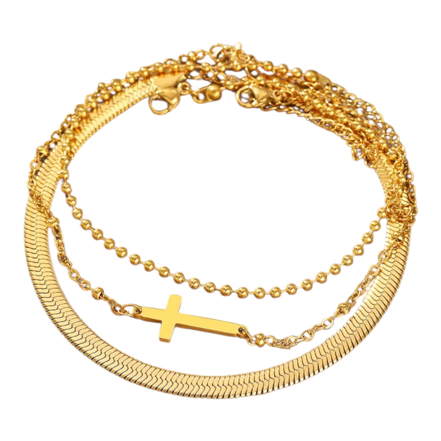 JD’s 3 layer Stackable Cross Anklet