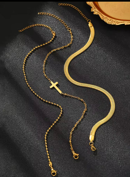 JD’s 3 layer Stackable Cross Anklet