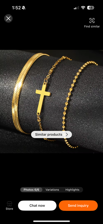 JD’s 3 layer Stackable Cross Anklet