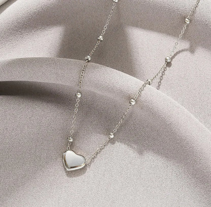 JD Beaded Heart Pendant - SILVER