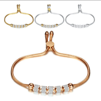 JD Diamond Studded Charm Bead Chain Bracelet