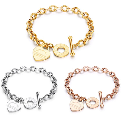 JD "Above All Else" Heart Toggle Bracelet - ROSE GOLD